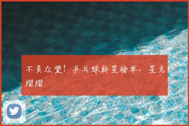 不负众望！乒乓球新星榜单，星光熠熠